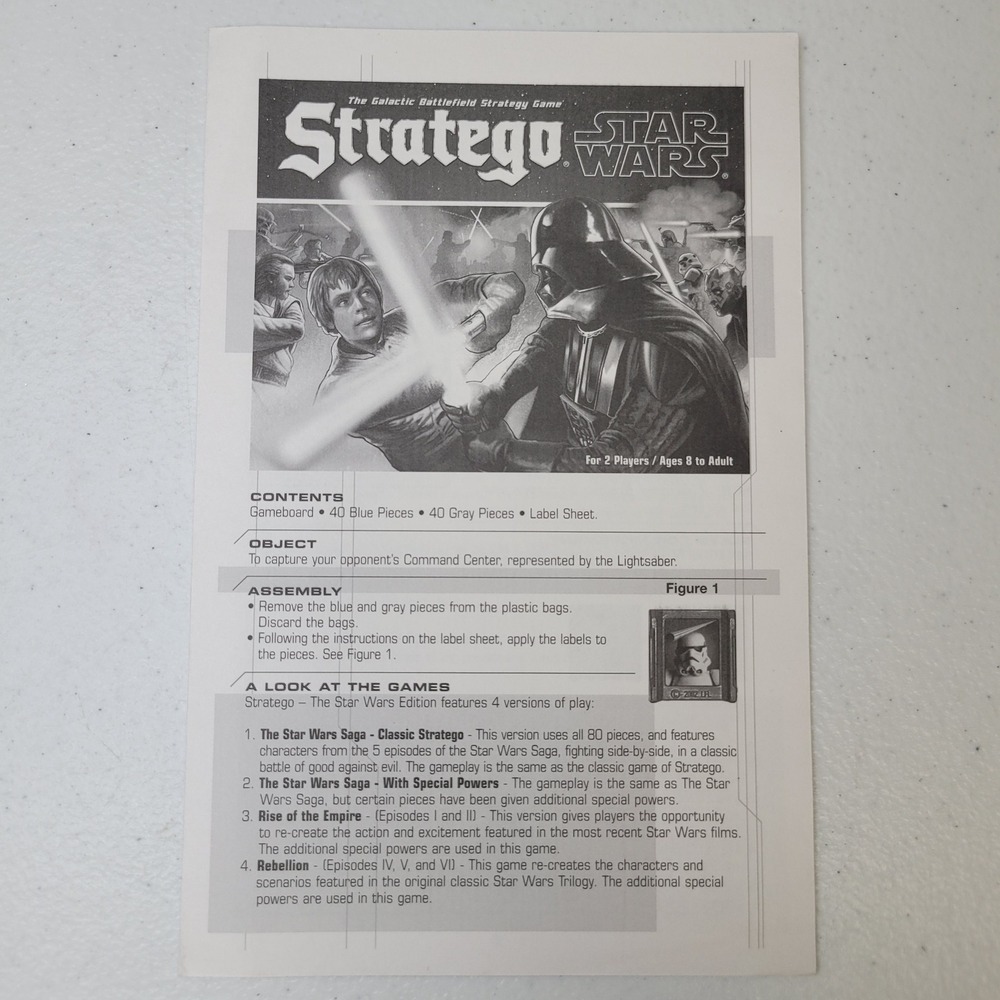 Star Wars Stratego Strategy Game Replacement Instructions Manual 2002